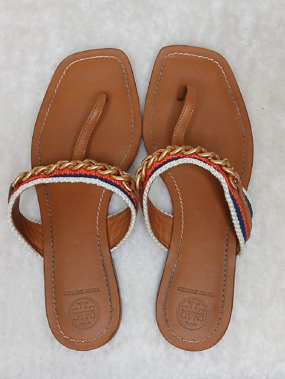 Tory Burch Mini Benton Chain Band Thong Sandals Size 7.5 - Picture 7 of 12